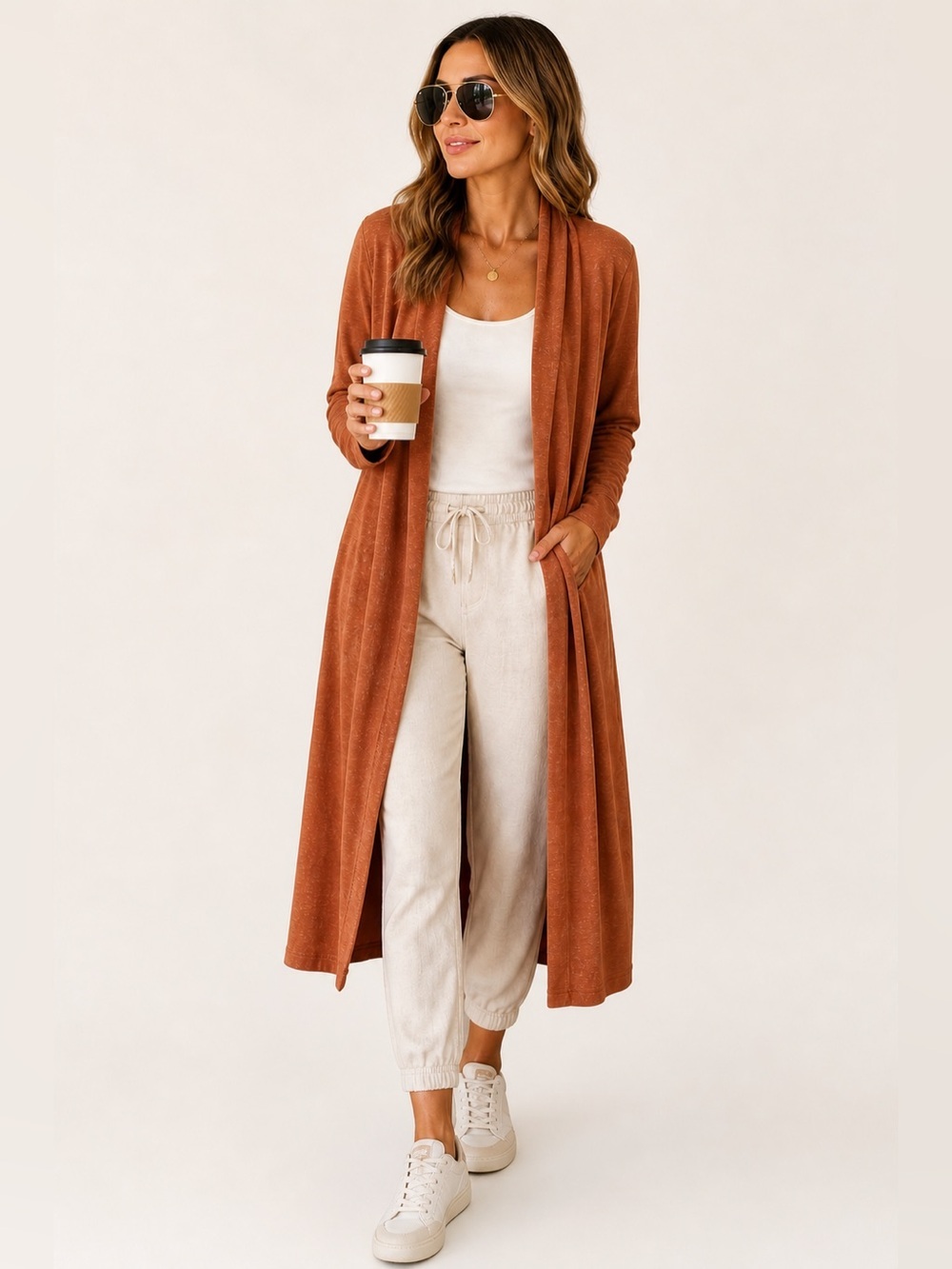 Michael Stars Long Cardigan Duster Size S | Cozy Luxe Neutral Layer